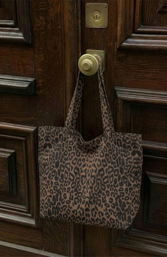 Leopard Tote Bag Brown