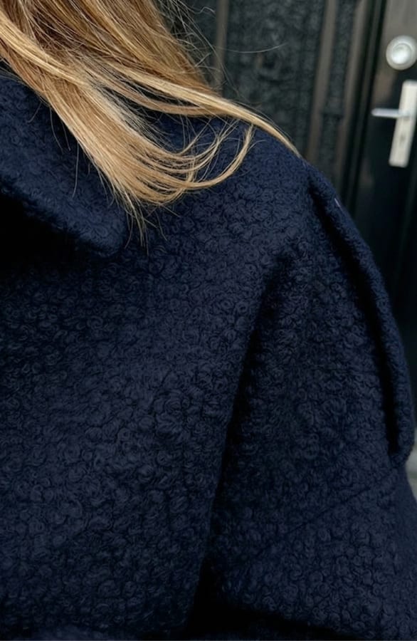 Oversized Boucle Bomber Navy – jassen, foto 4