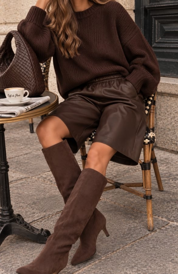 PU Leer Bermuda Short Choco – shorts, foto 3