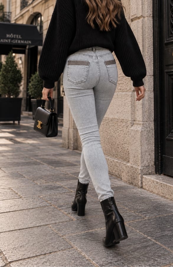 Skinny Jeans Glitter Denim Grijs, foto 2