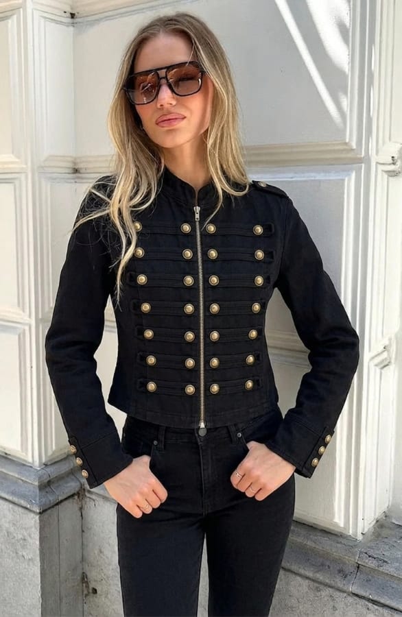 Statement Button Jacket Zwart – jassen, foto 4