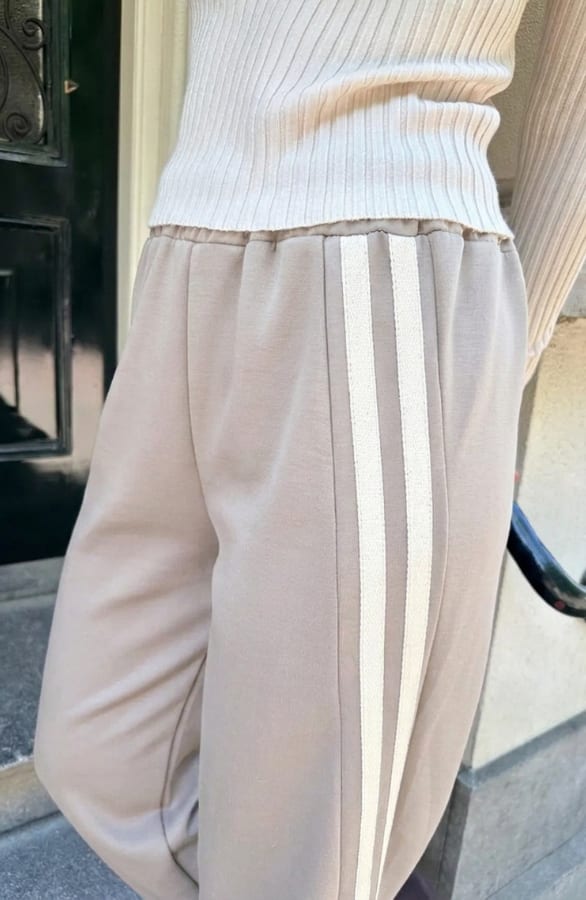 Strepen Wide Leg Broek Beige – flared broeken, foto 3