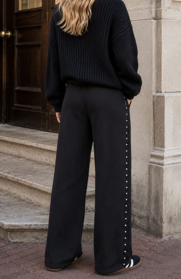 Studded Wide Leg Pantalon Black – broeken — foto 3