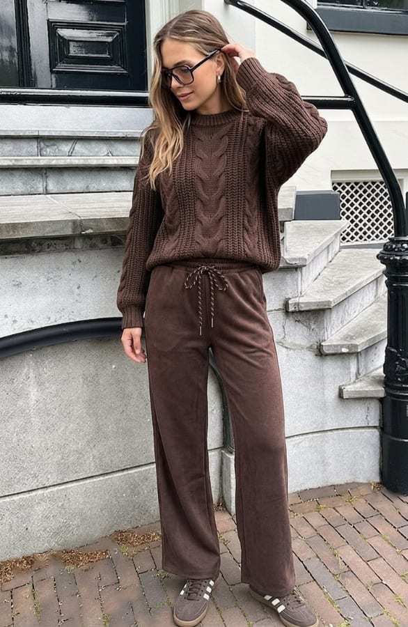 Suede Joggingbroek Choco – broeken — foto 2