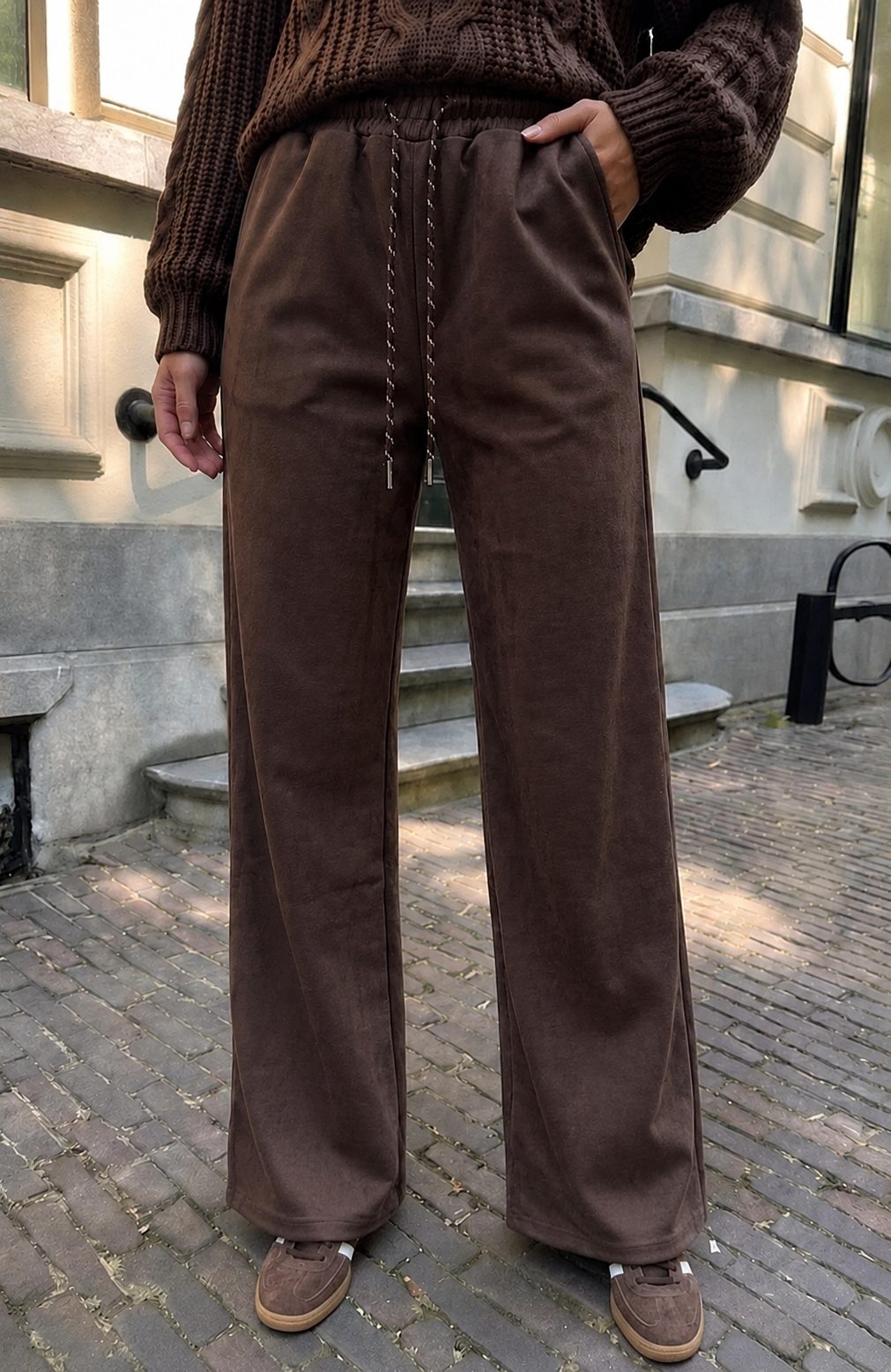 Suede Joggingbroek Choco