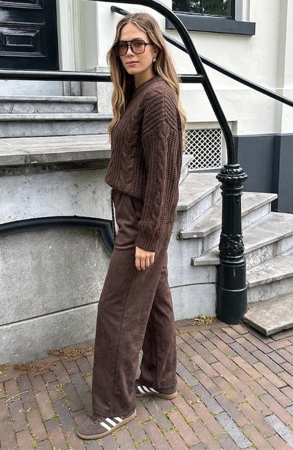 Suede Joggingbroek Choco – broeken — foto 3