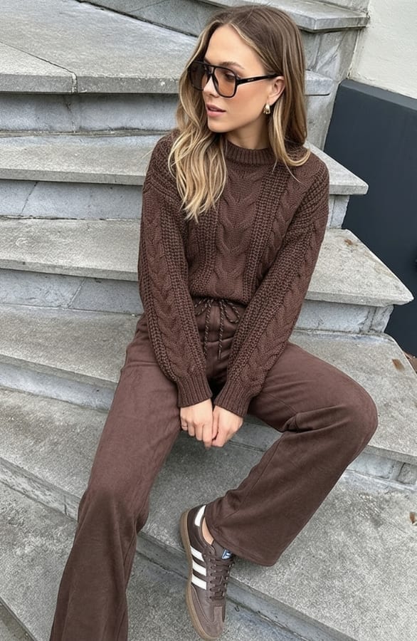 Suede Joggingbroek Choco – broeken — foto 4