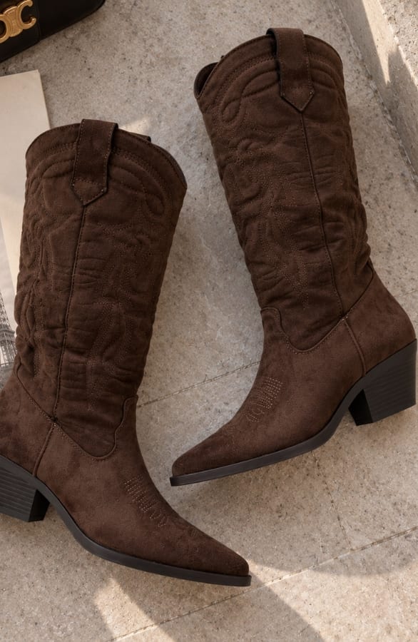 Suedine Western Boots Choco – schoenen, foto 3