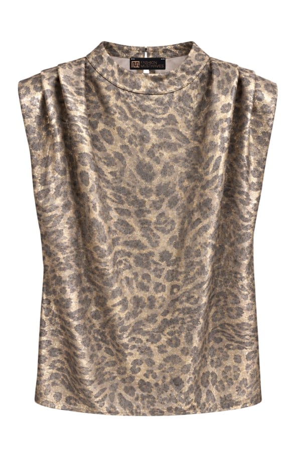 Top Met Plooien Lilly Metallic Leopard