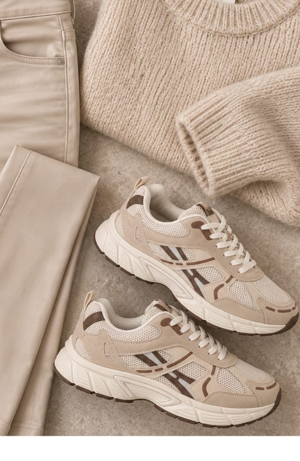 Trendy Chunky Sneakers Beige – schoenen, foto 2