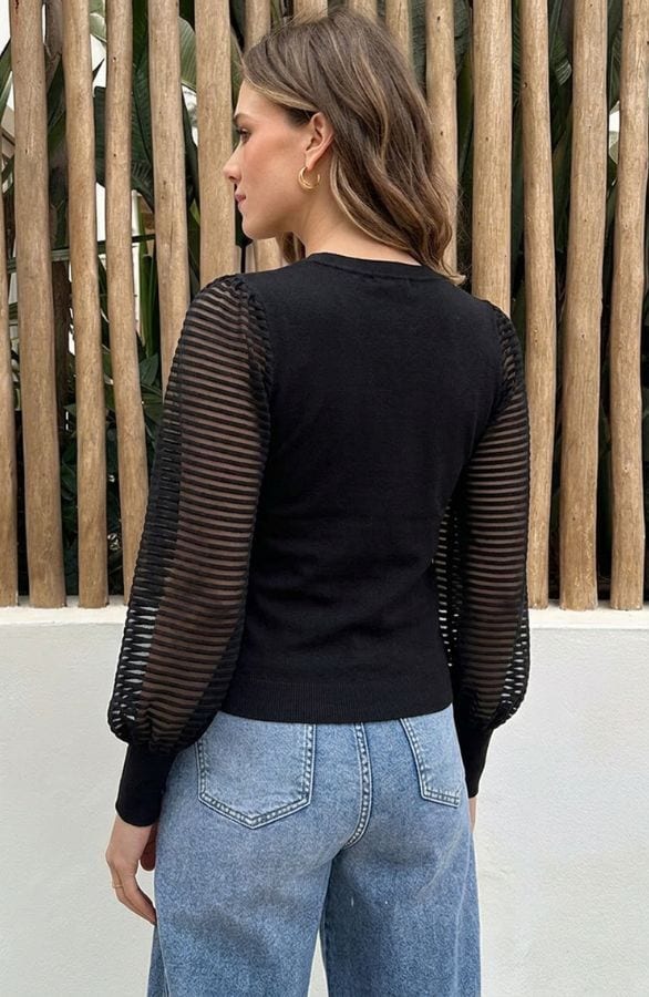 Trui Detail Mouwen Hailey Zwart – shirts & tops, foto 5