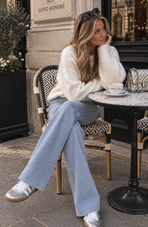 Wide Leg Jeans Dez Strass – flared broeken, foto 2