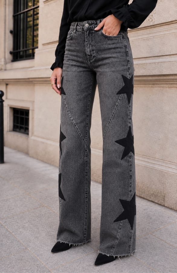 Wide Leg Star Jeans Dez Dark Grey