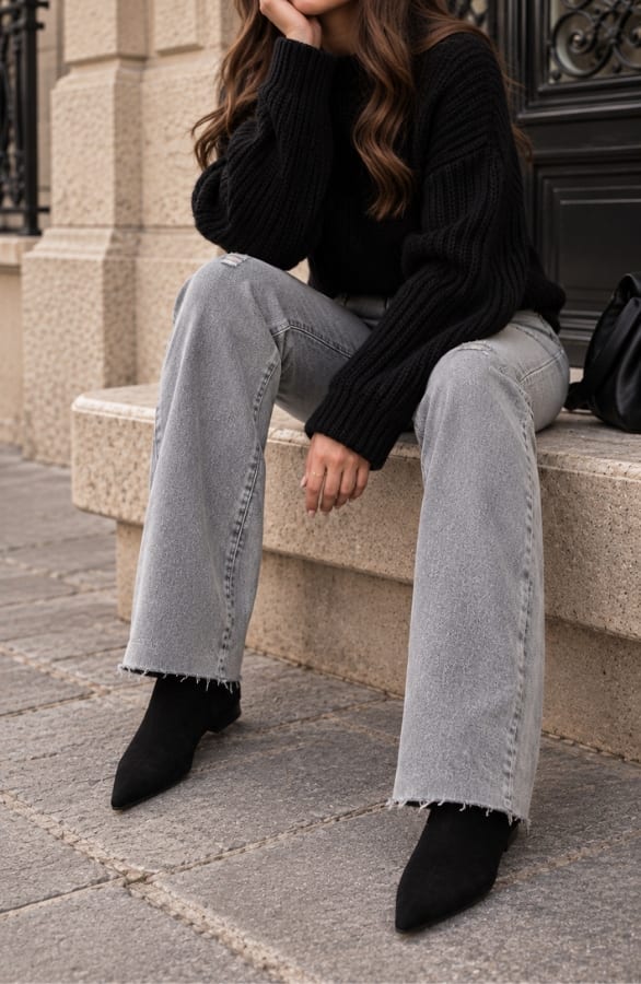 Wide Leg Jeans Dez Grey Damaged, foto 2