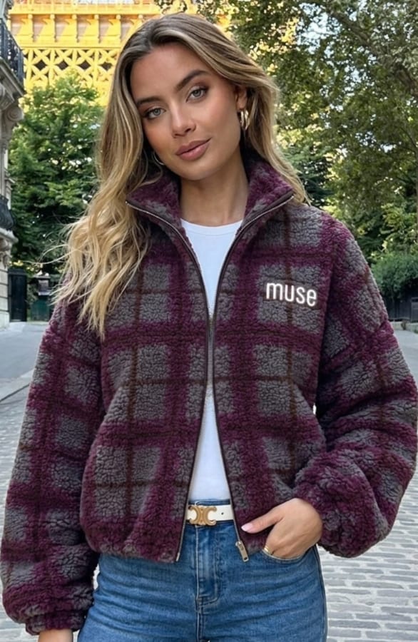 Teddy Bomber Jacket Ruit Nova Grijs Paars – jassen, foto 2