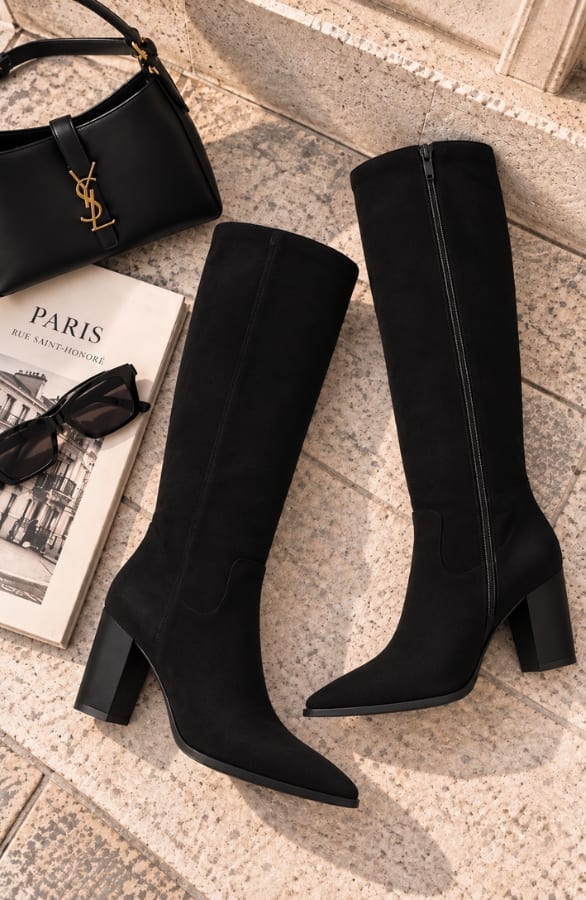 Suedine Classic Hak Laarzen Zwart – schoenen, foto 4