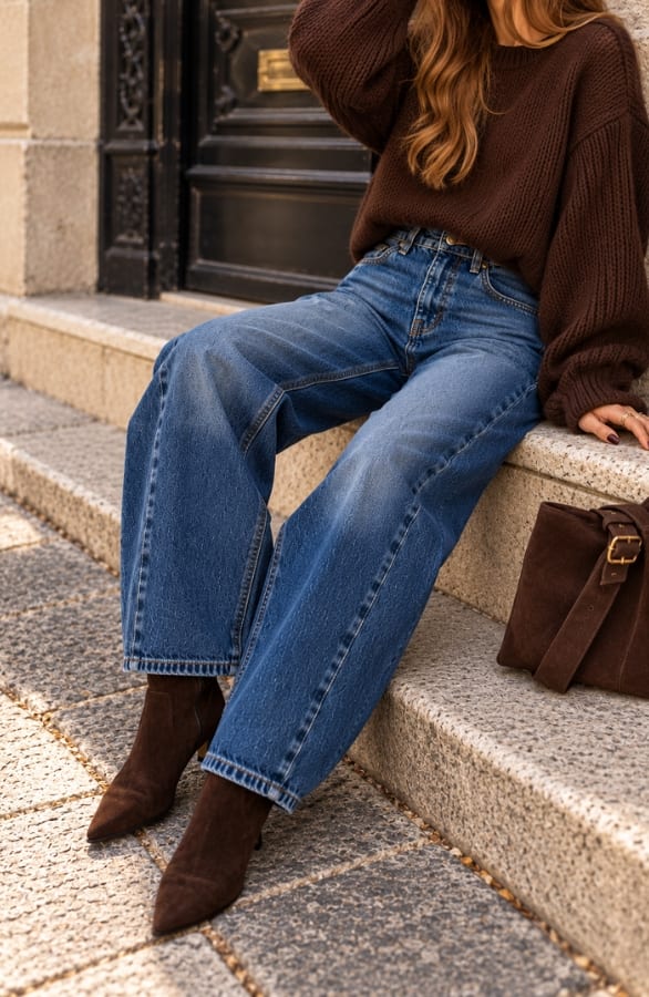 Wide Balloon Leg Jeans Dark Blue, foto 4