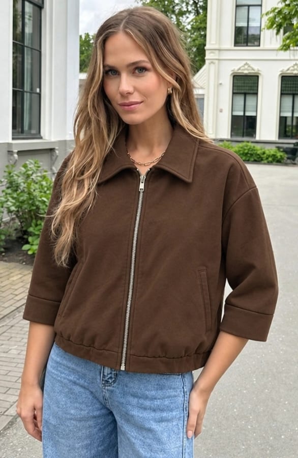 Casual Zip Up Jacket Choco – jassen, foto 2