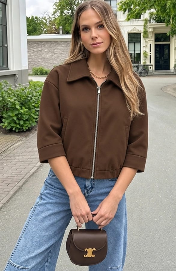 Casual Zip Up Jacket Choco – jassen, foto 3