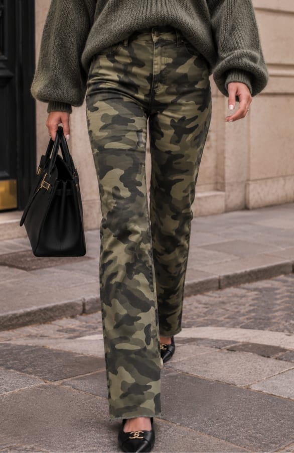 Camouflage Straight Leg Jeans Stretch
