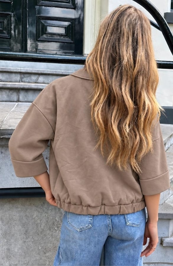 Casual Zip Up Jacket Taupe – jassen, foto 4