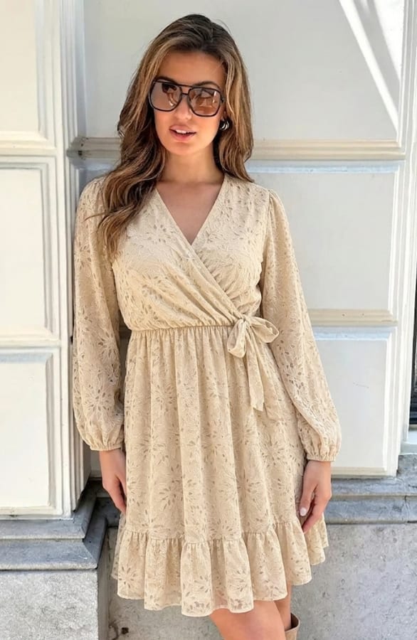 Elegance Flower Lace Dress Beige – alle jurkjes, foto 3
