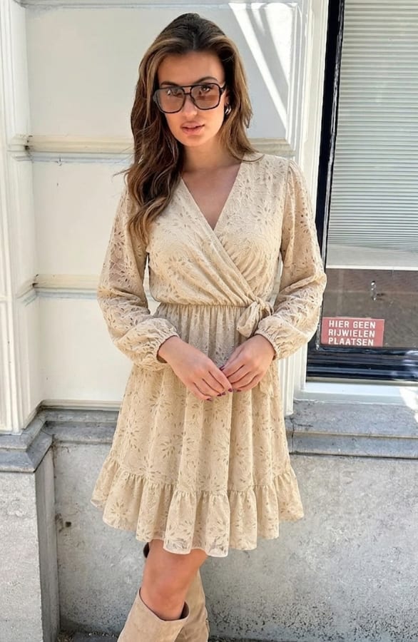 Elegance Flower Lace Dress Beige – alle jurkjes, foto 4