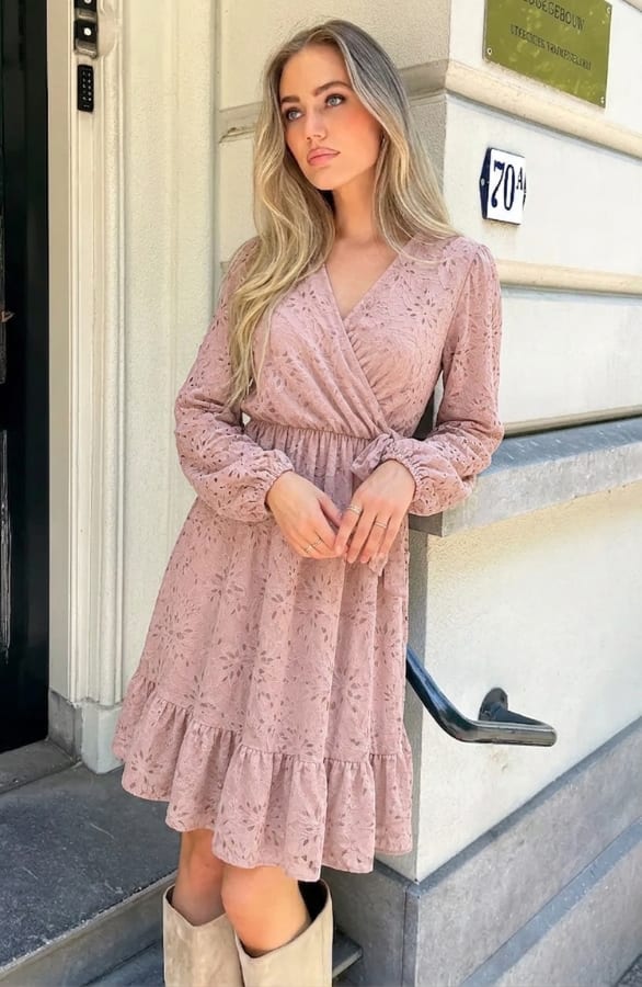 Elegance Flower Lace Dress Dust Roze – alle jurkjes, foto 3