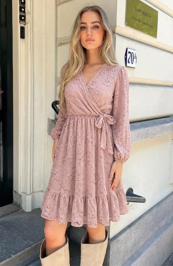 Elegance Flower Lace Dress Dust Roze – alle jurkjes, foto 2