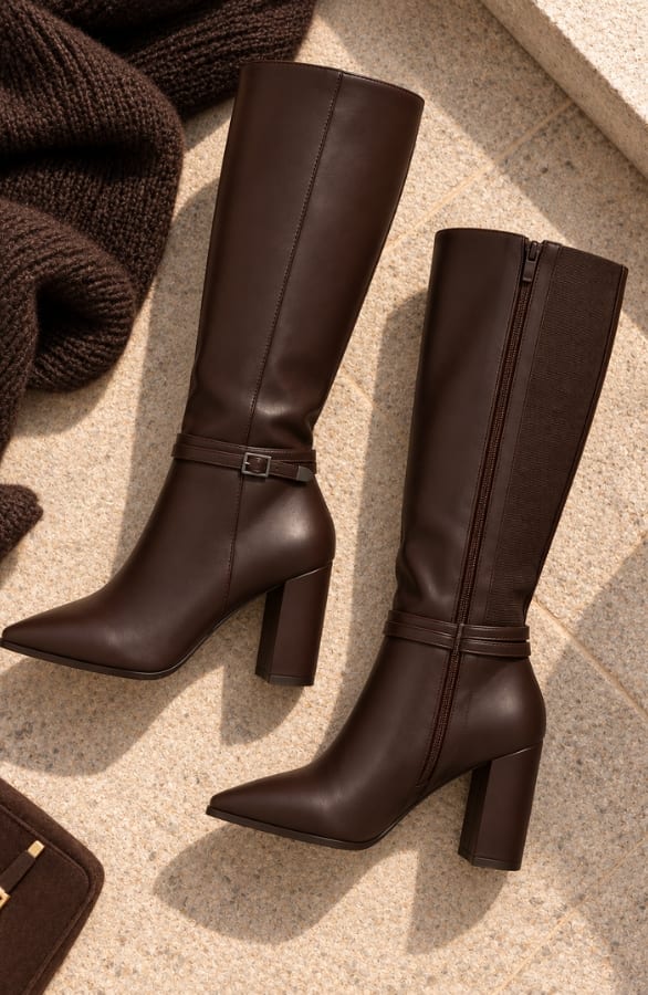 Buckle Block Hak Laarzen Choco – schoenen, foto 2