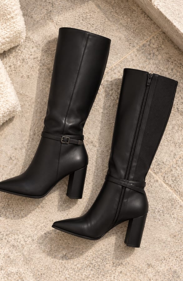 Buckle Block Hak Laarzen Zwart – schoenen, foto 2