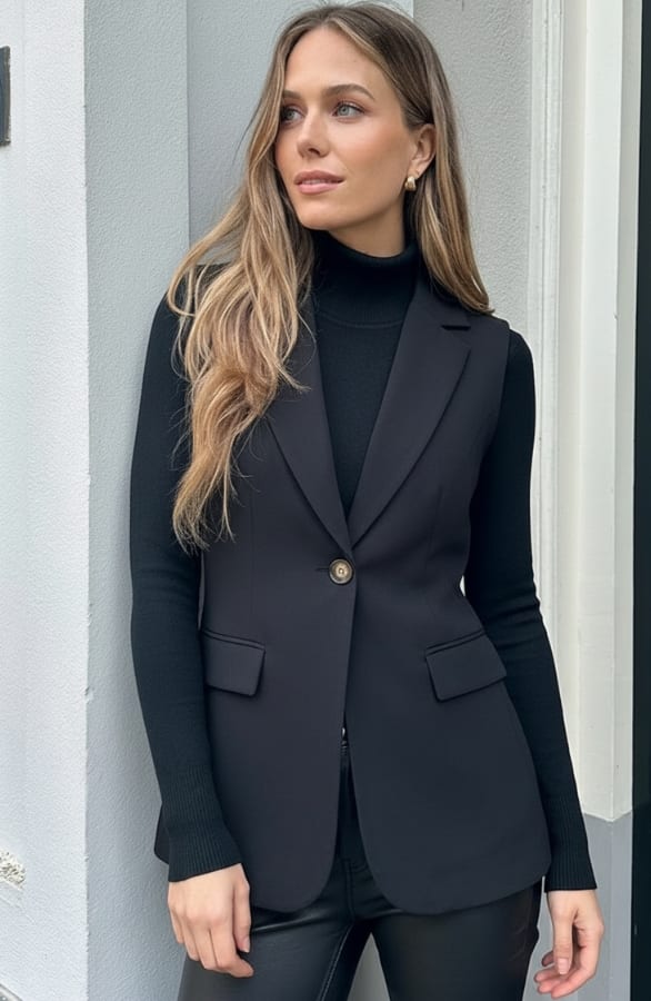 Blazer Gilet Sally Zwart – vesten, foto 4