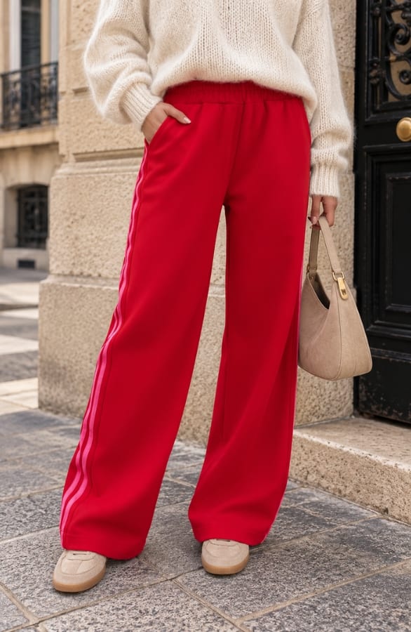 Bies Wide Leg Pants Rood Fuchsia