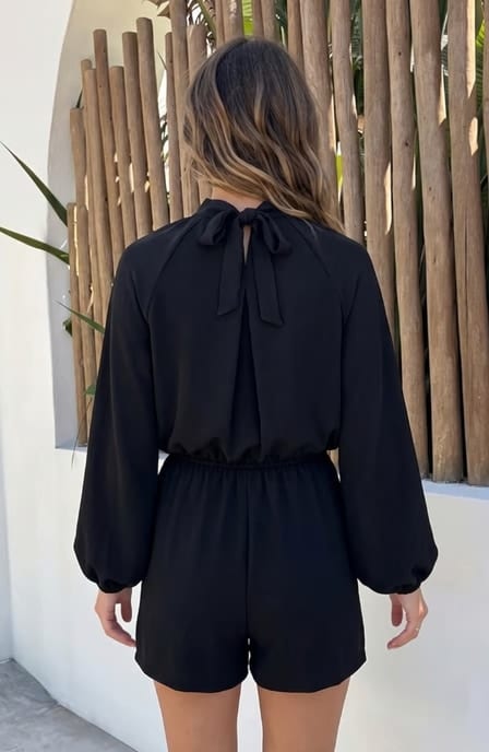 Halter Wrap Playsuit Zwart – jumpsuits & playsuits, foto 3