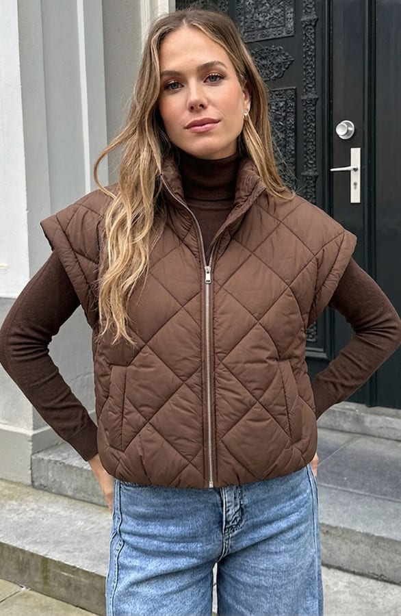 Gewatteerd Puffer Gilet Mila Choco – vesten, foto 4