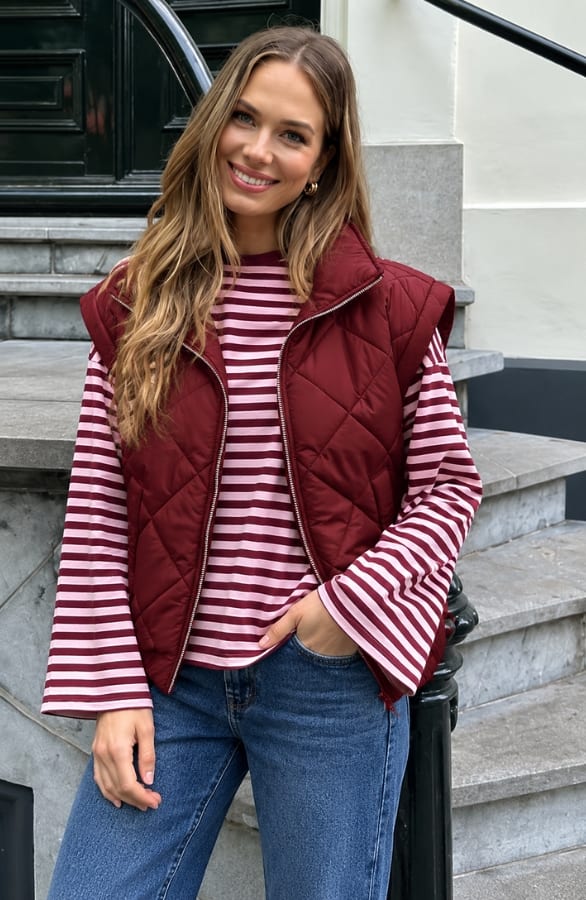 Gewatteerd Puffer Gilet Mila Burgundy