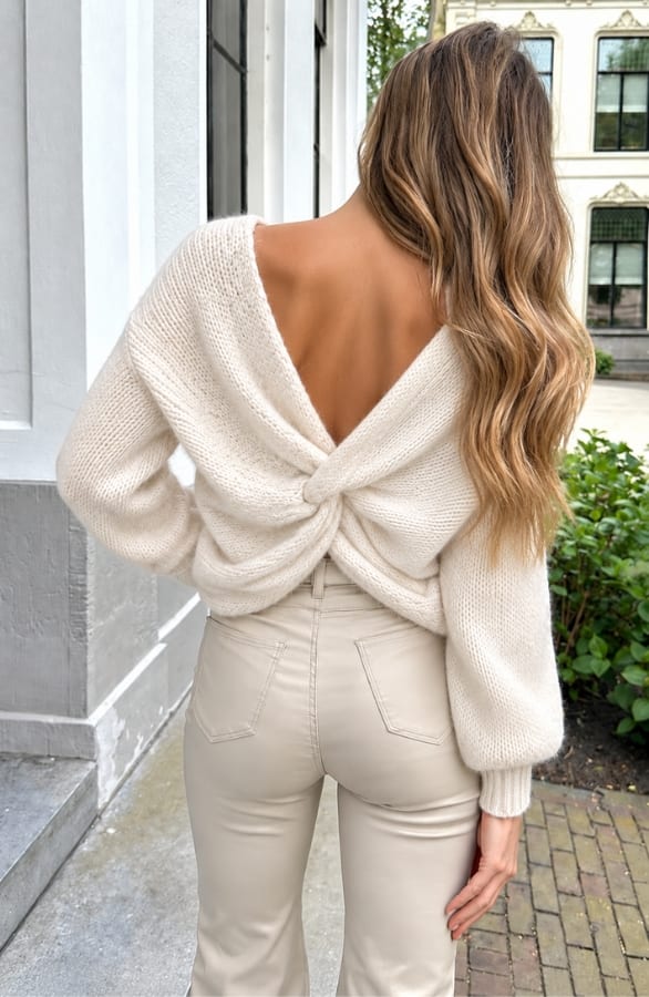 Twist Detail Sweater Off White