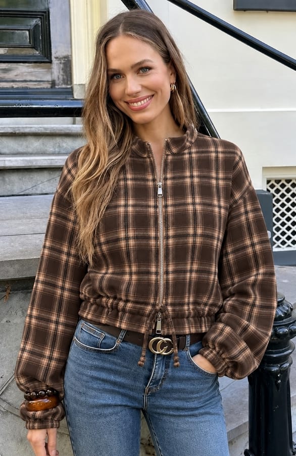 Ruiten Flanel Bomberjack Nova Choco