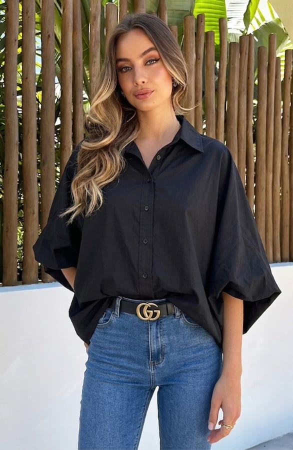 Oversized Batwing Blouse Nova Black – dameskleding, foto 3