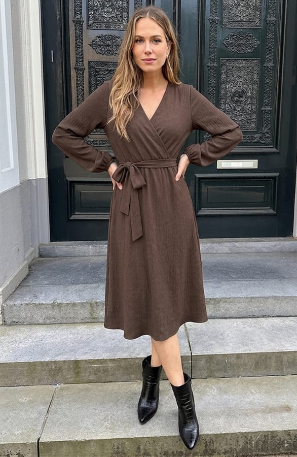Smocked Maxi Jurk Anika Choco – alle jurkjes, foto 3