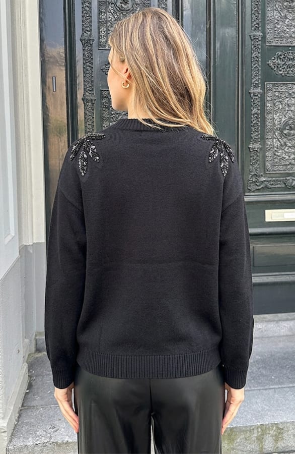 Detailed Pailletten Sweater Black – truien, foto 4