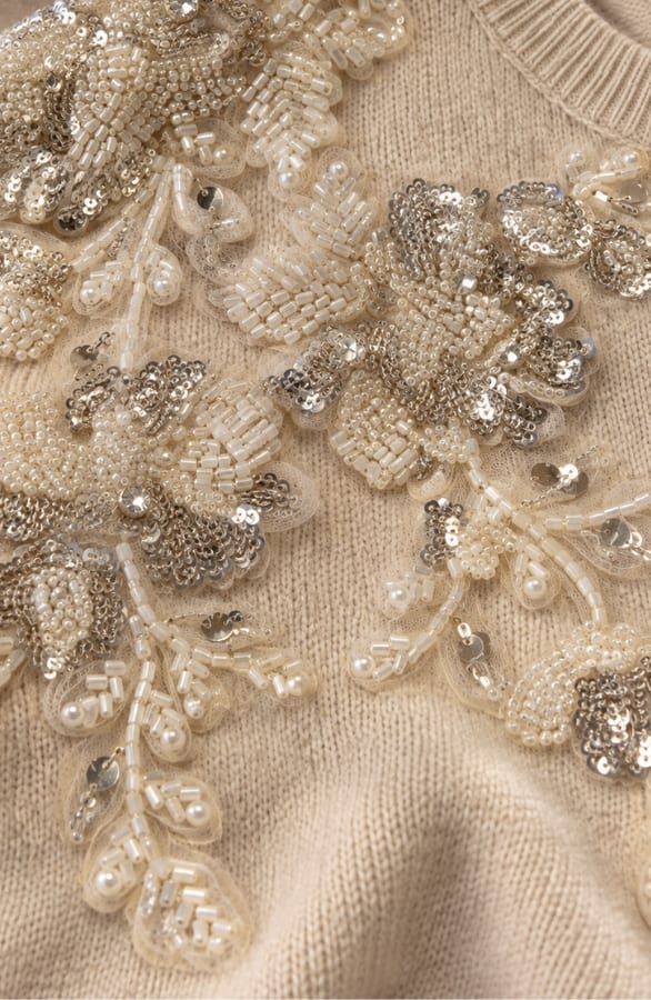 Beaded Bloemen Trui Amelie Beige – truien, foto 6