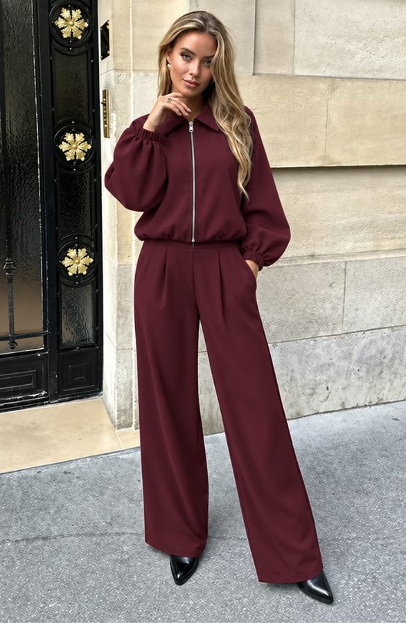 Lilly Pantalon Suit  Regular Burgundy – broeken, foto 2