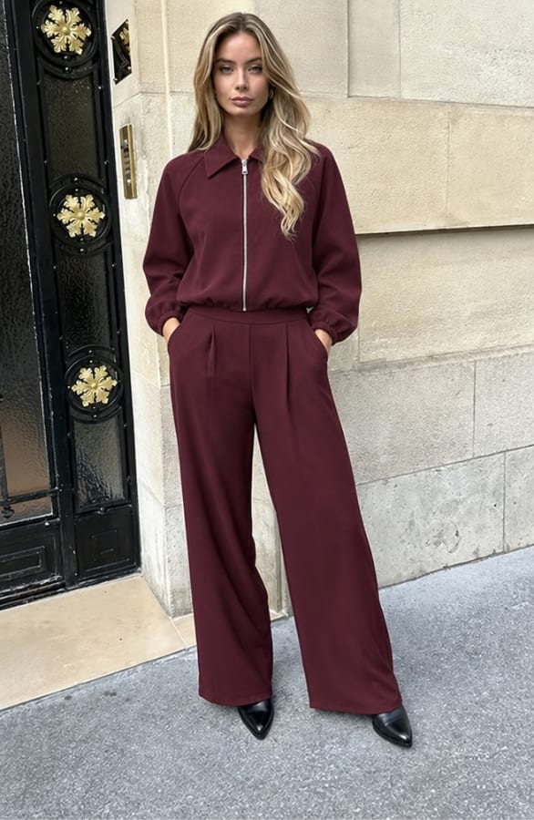 Lilly Pantalon Suit  Regular Burgundy – broeken, foto 4