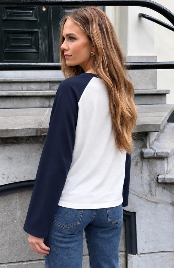 Sporty Baseball Longsleeve Navy – shirts & tops, foto 4