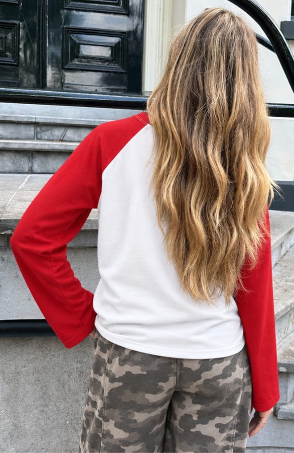 Sporty Baseball Longsleeve Rood – shirts & tops, foto 4