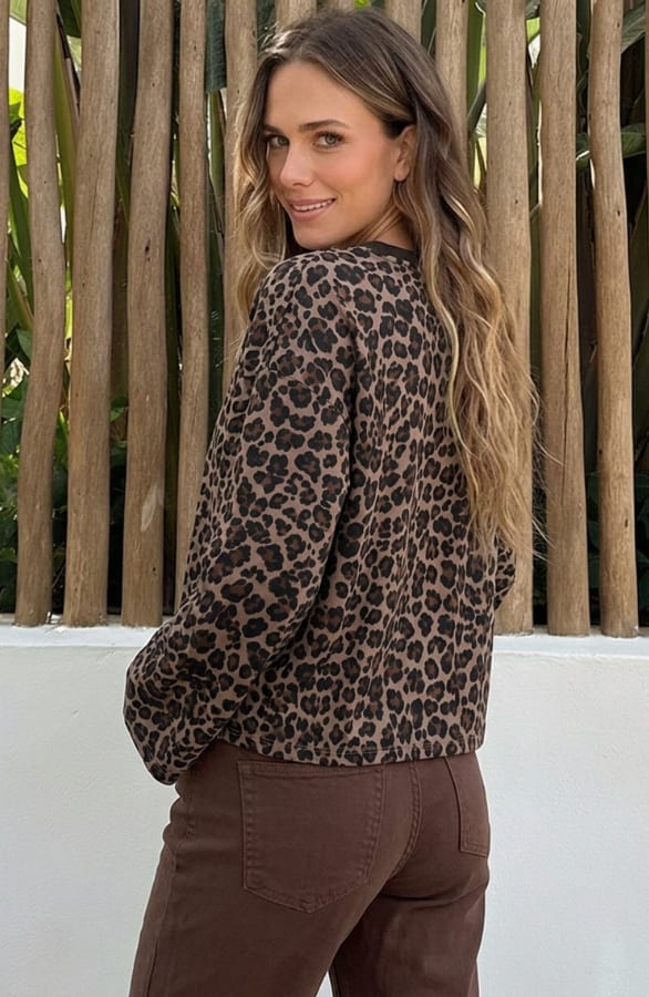 Oversized Leopard Longsleeve Top Choco – shirts & tops, foto 4