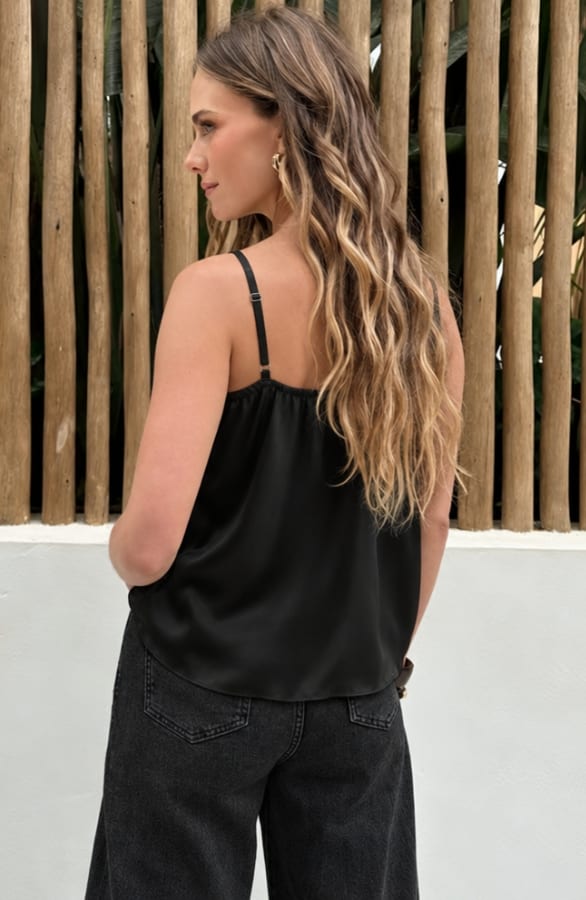 Pailletten Spaghetti Top Black – shirts & tops, foto 4