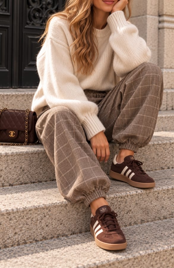 Ruit Balloon Jogger Broek Choco