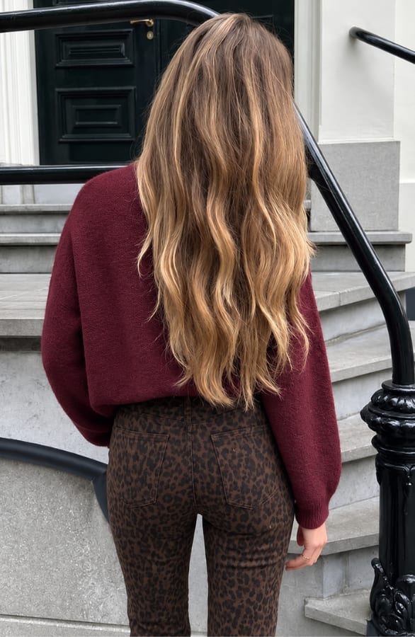 Fluffy Knitted Trui Bordeaux Rood – truien, foto 4